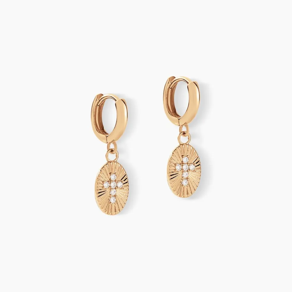 Créoles Embrasement Plaqué Or Jaune Oxyde De Zirconium