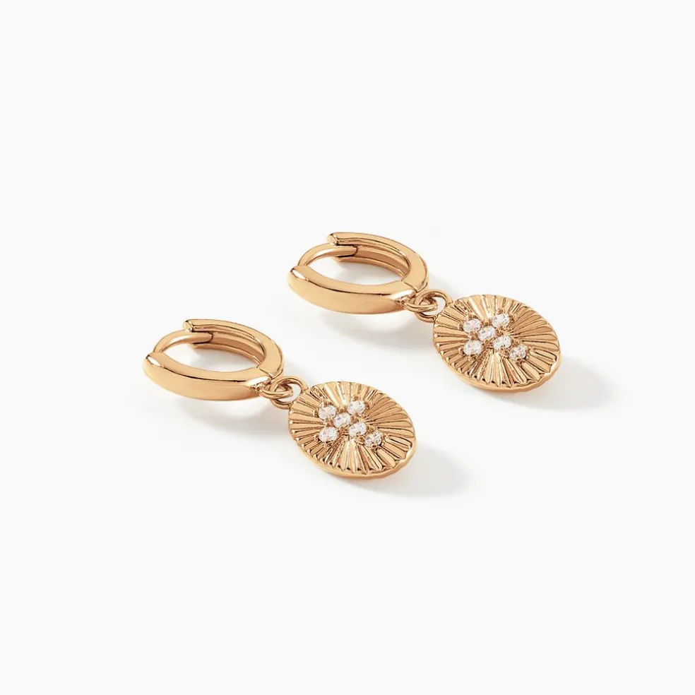 Créoles Embrasement Plaqué Or Jaune Oxyde De Zirconium