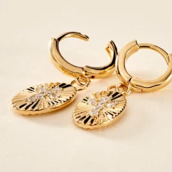 Créoles Embrasement Plaqué Or Jaune Oxyde De Zirconium