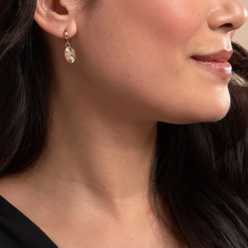 Créoles Embrasement Plaqué Or Jaune Oxyde De Zirconium