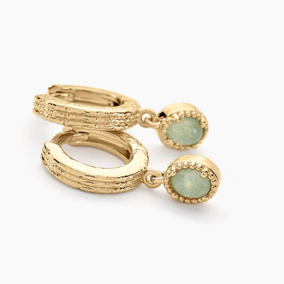 Créoles Ensoleillée Plaqué Or Jaune Aventurine