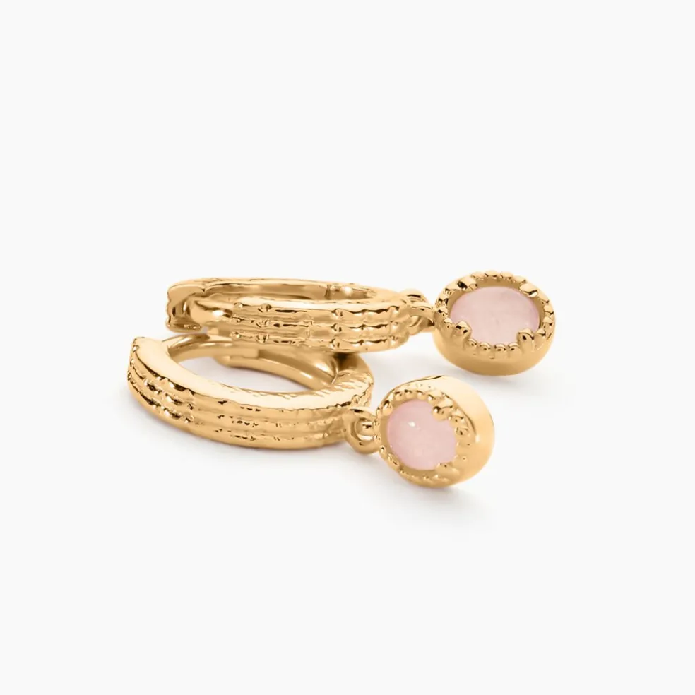 Créoles Ensoleillée Plaqué Or Jaune Quartz