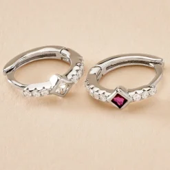 Créoles Fane Argent Rhodié Oxyde De Zirconium