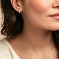 Créoles Fane Argent Rhodié Oxyde De Zirconium