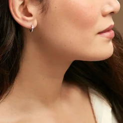 Créoles Fane Argent Rhodié Oxyde De Zirconium