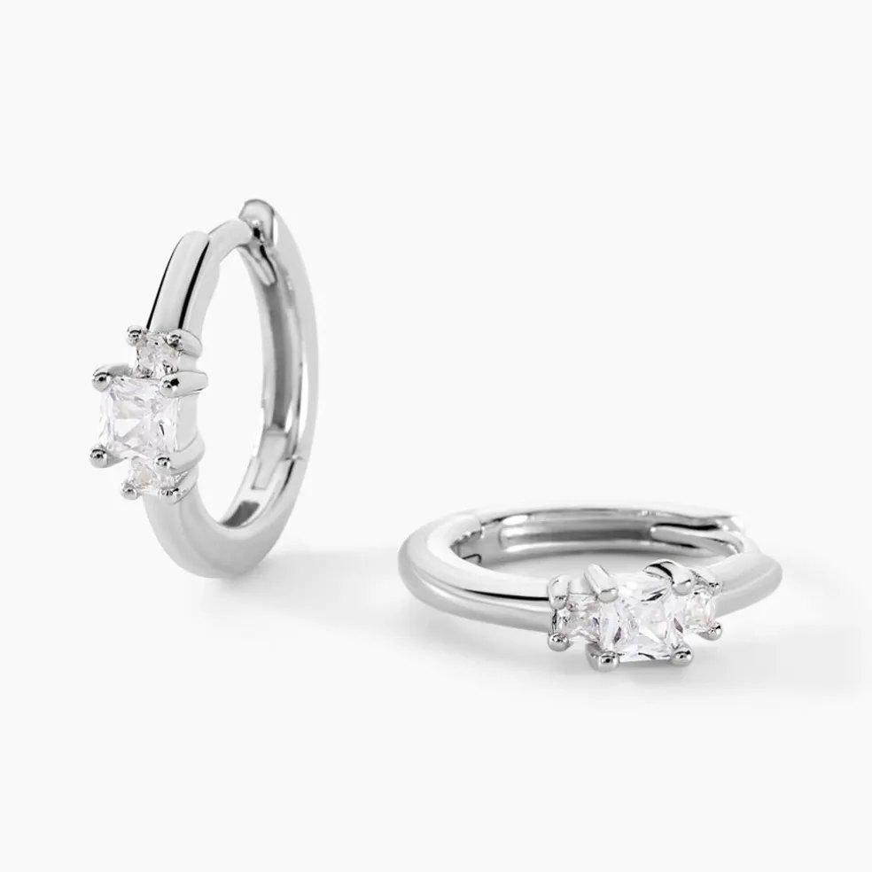 Créoles Felipa Argent Blanc Oxyde De Zirconium