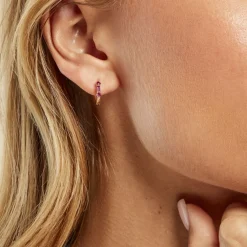 Créoles Gianna Plaqué Or Jaune Oxyde De Zirconium Pierre De Synthese