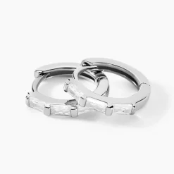 Créoles Gladdie Argent Blanc Oxyde De Zirconium