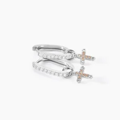 Créoles Glynis Argent Blanc Oxyde De Zirconium