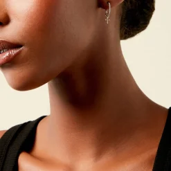 Créoles Glynis Argent Blanc Oxyde De Zirconium