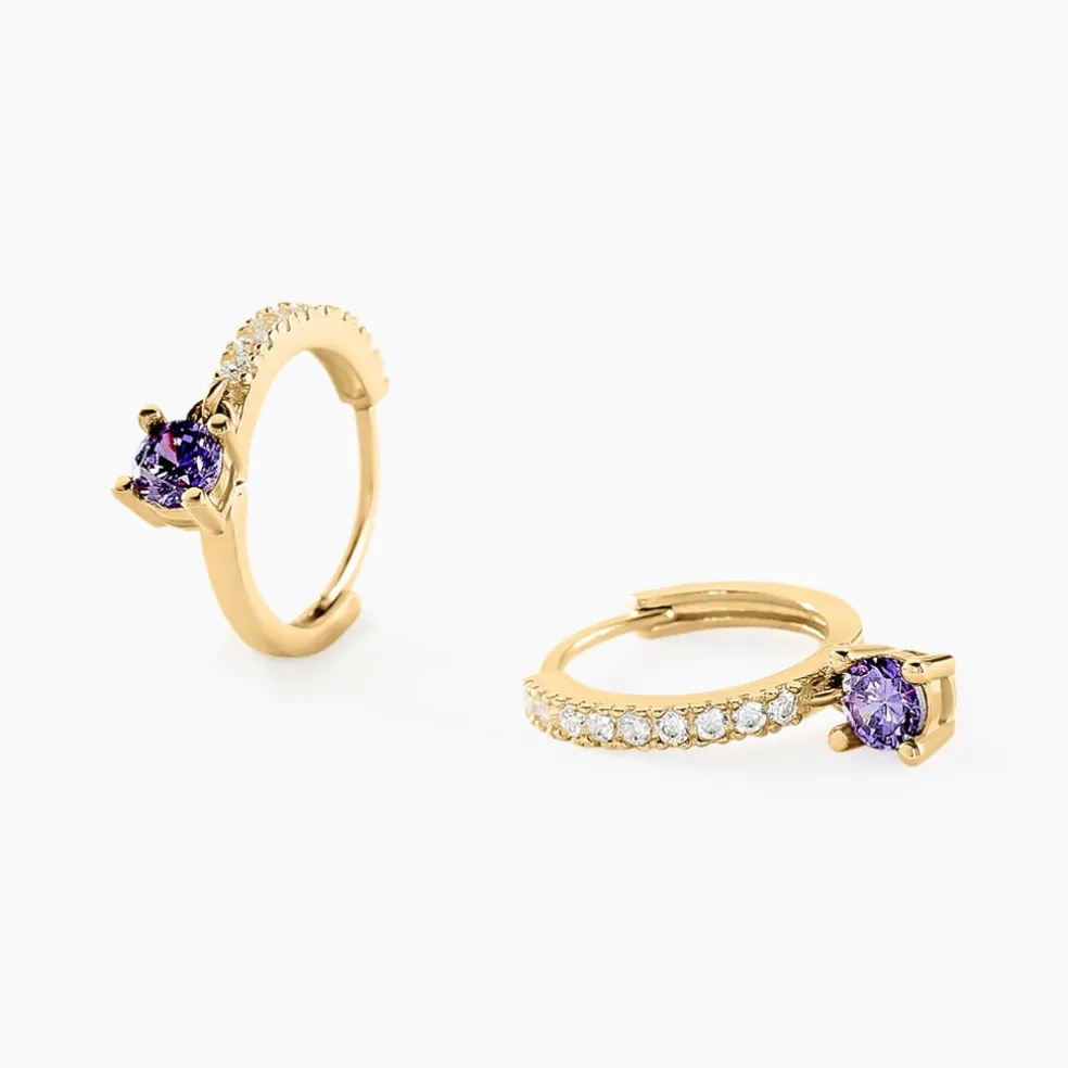 Créoles Grazyna Or Jaune Améthyste Oxyde De Zirconium