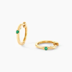 Créoles Green Peas Or Jaune Emeraude