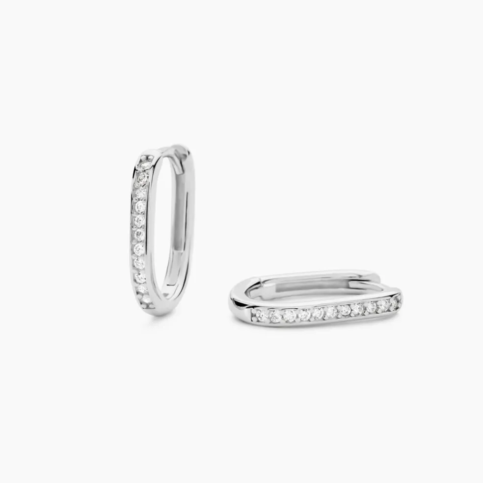 Créoles Haniya Argent Blanc Oxyde De Zirconium