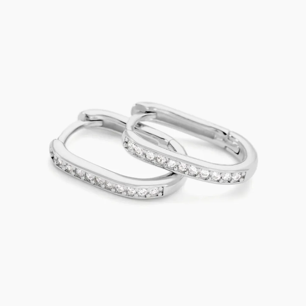 Créoles Haniya Argent Blanc Oxyde De Zirconium