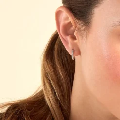 Créoles Haniya Argent Blanc Oxyde De Zirconium