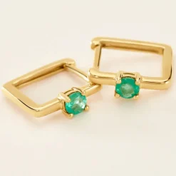 Créoles Harmonie Or Jaune Emeraude