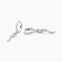 Créoles Horn Argent Blanc Oxyde De Zirconium