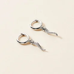 Créoles Horn Argent Blanc Oxyde De Zirconium