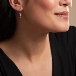 Créoles Horn Argent Blanc Oxyde De Zirconium