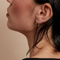 Créoles Infini Pop Argent Blanc Oxyde De Zirconium