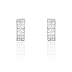 Créoles Jacobee Rondes Or Blanc Oxyde De Zirconium