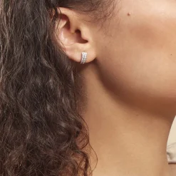 Créoles Jacobee Rondes Or Blanc Oxyde De Zirconium