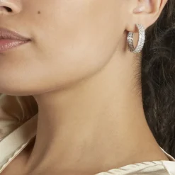 Créoles Jovan Argent Blanc Oxyde De Zirconium