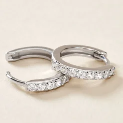 Créoles Jussi Argent Blanc Oxyde De Zirconium