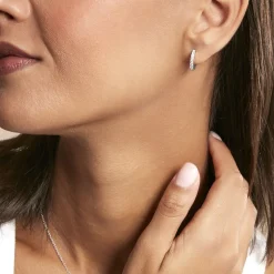 Créoles Jussi Argent Blanc Oxyde De Zirconium