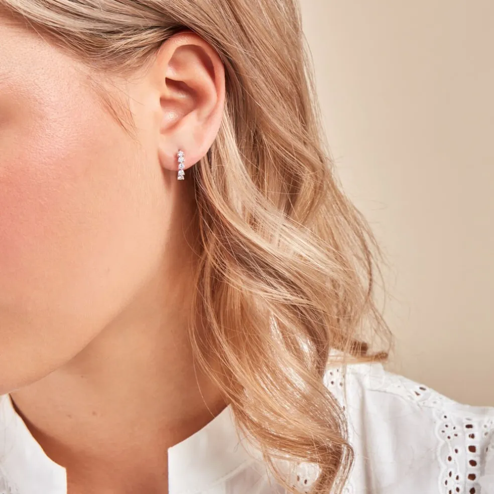 Créoles Katana Or Blanc Diamant Synthétique