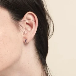 Créoles Leatrice Or Blanc Amethyste Violet