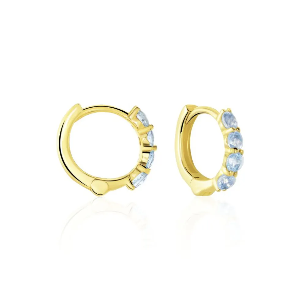 Créoles Leatrice Or Jaune Topaze Bleu Sky