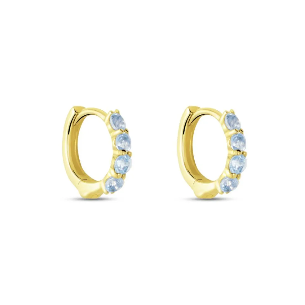 Créoles Leatrice Or Jaune Topaze Bleu Sky