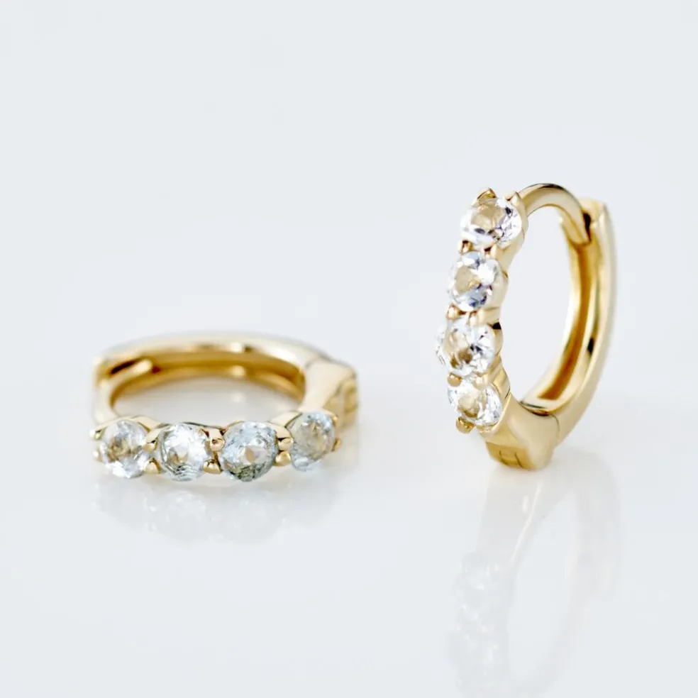 Créoles Leatrice Or Jaune Topaze Bleu Sky