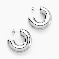 Créoles Letty Acier Blanc Sans Pierre