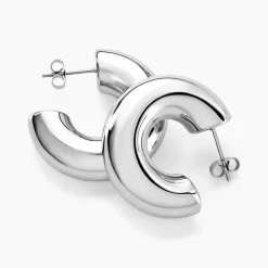 Créoles Letty Acier Blanc Sans Pierre