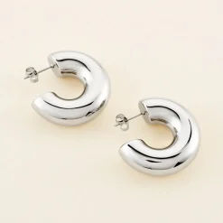 Créoles Letty Acier Blanc Sans Pierre