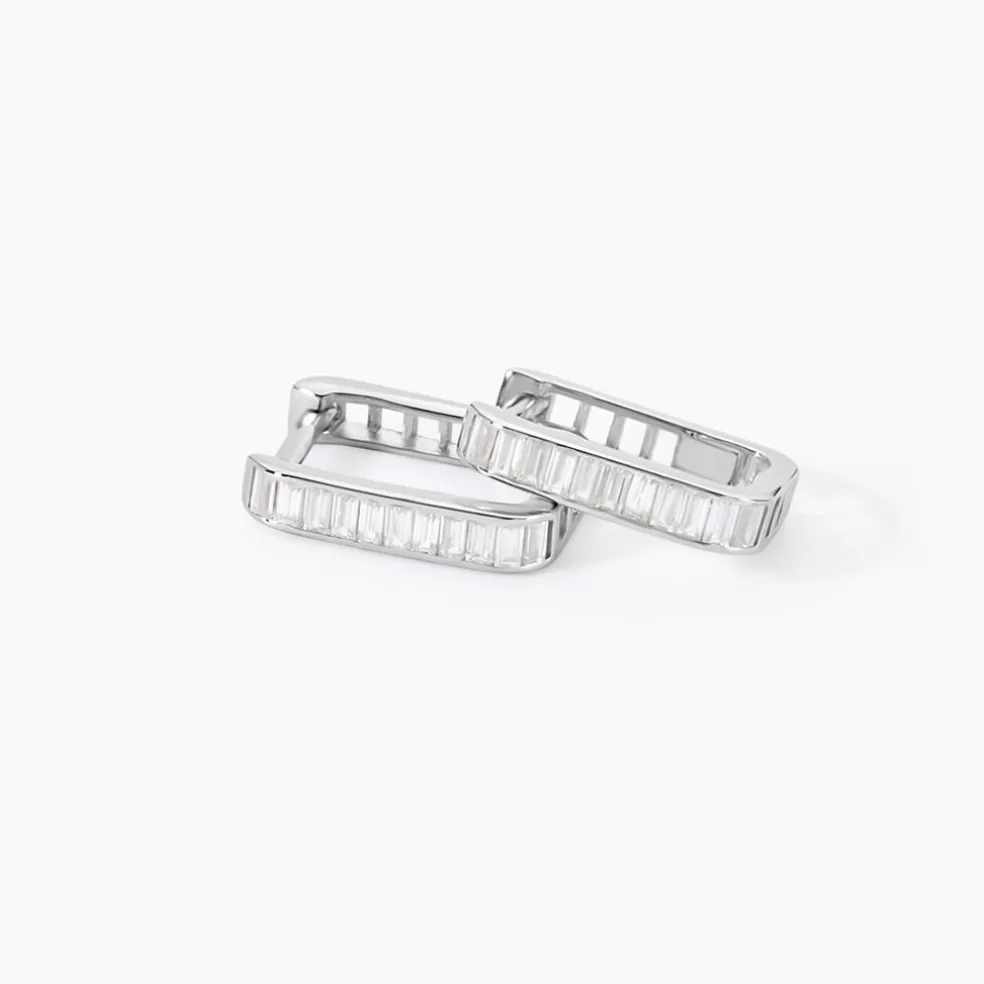 Créoles Louiselle Argent Blanc Oxyde De Zirconium