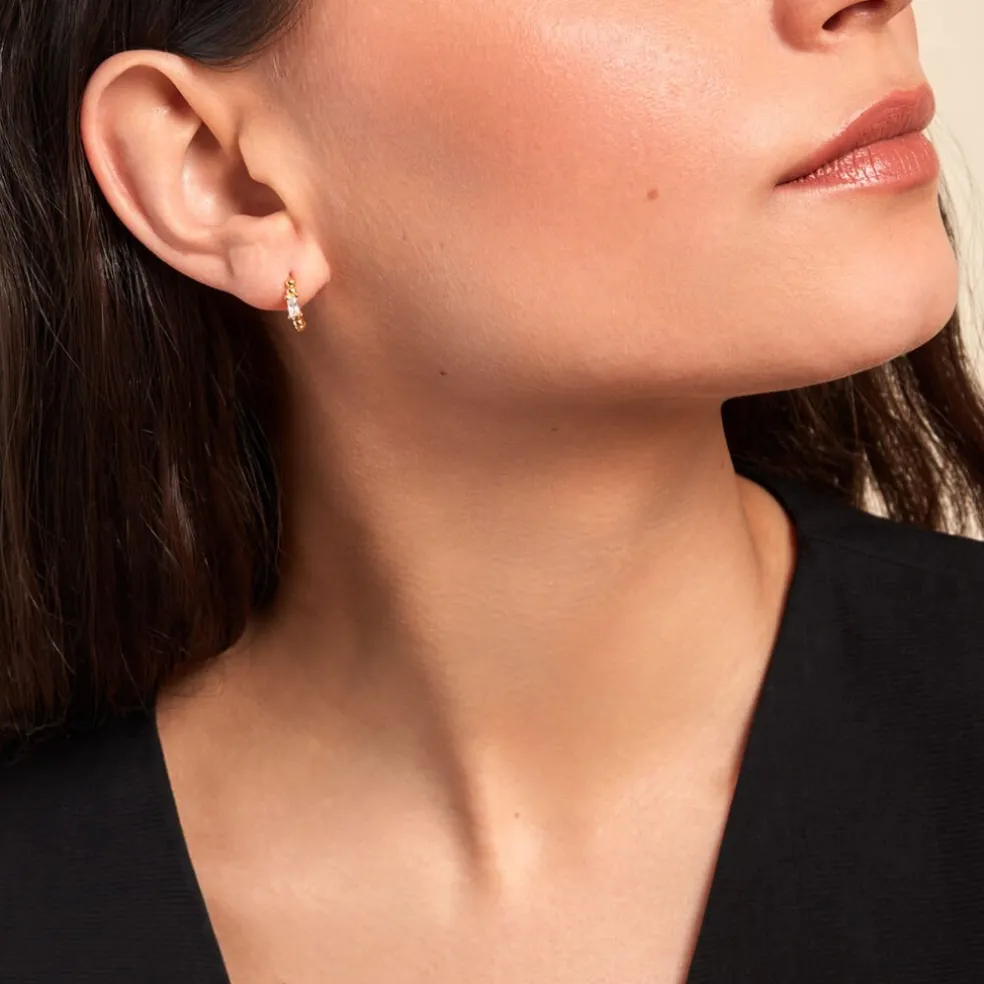 Créoles Louisie Plaqué Or Jaune Oxyde De Zirconium