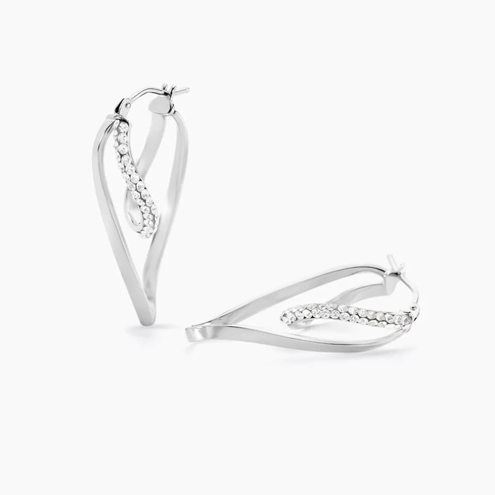 Créoles Luna Or Blanc Strass