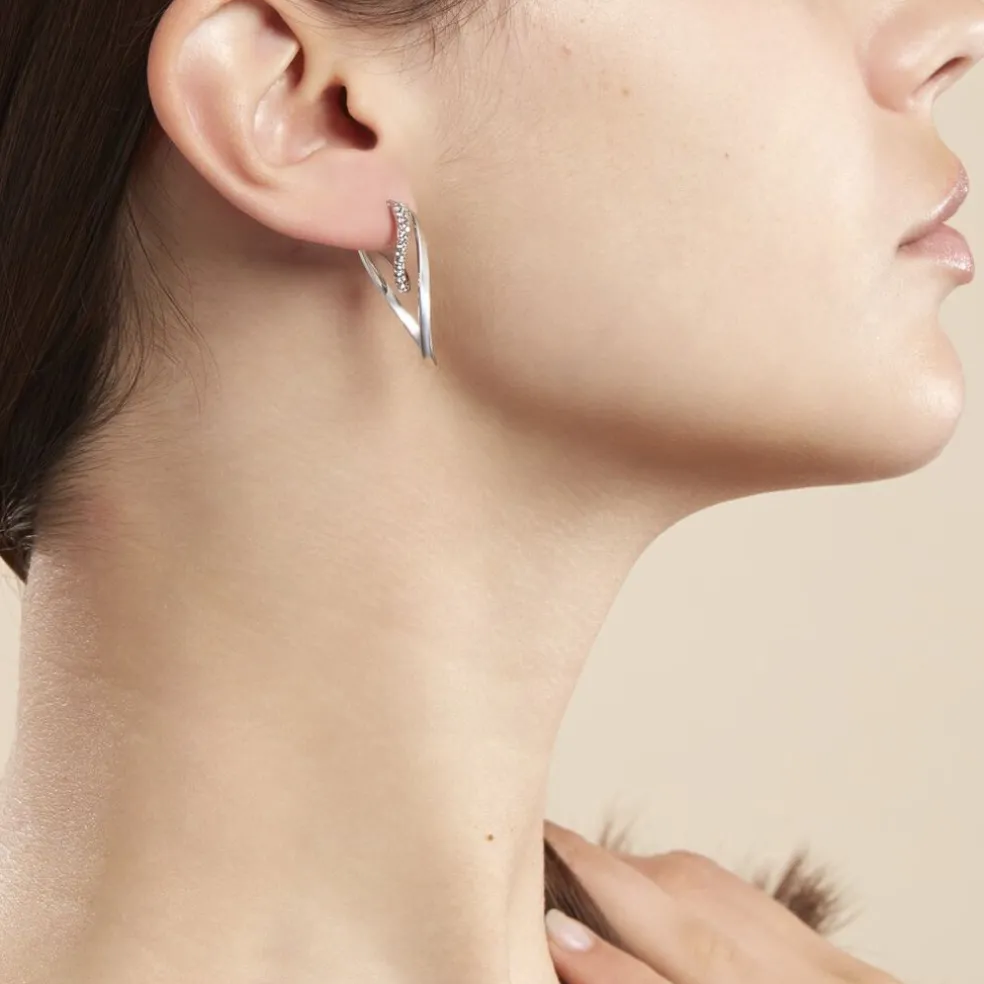 Créoles Luna Or Blanc Strass