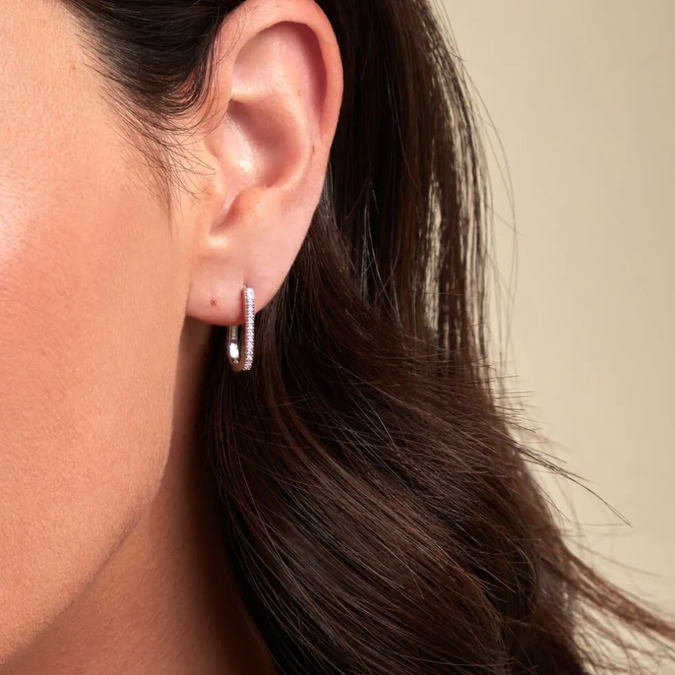 Créoles Lutetia Argent Blanc Oxyde De Zirconium