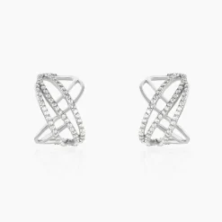 Créoles Marlow Argent Blanc Oxyde De Zirconium