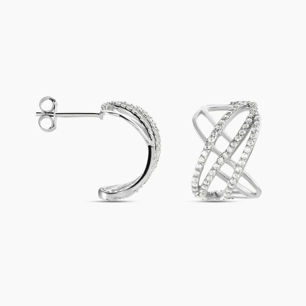 Créoles Marlow Argent Blanc Oxyde De Zirconium