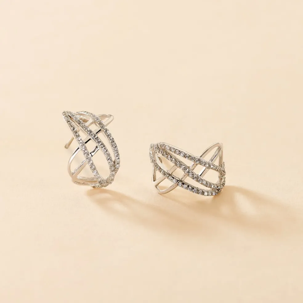 Créoles Marlow Argent Blanc Oxyde De Zirconium