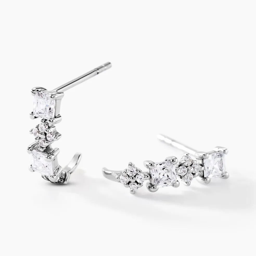 Créoles Marquis Or Blanc Oxyde De Zirconium