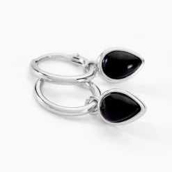 Créoles Mentissa Argent Blanc Agate