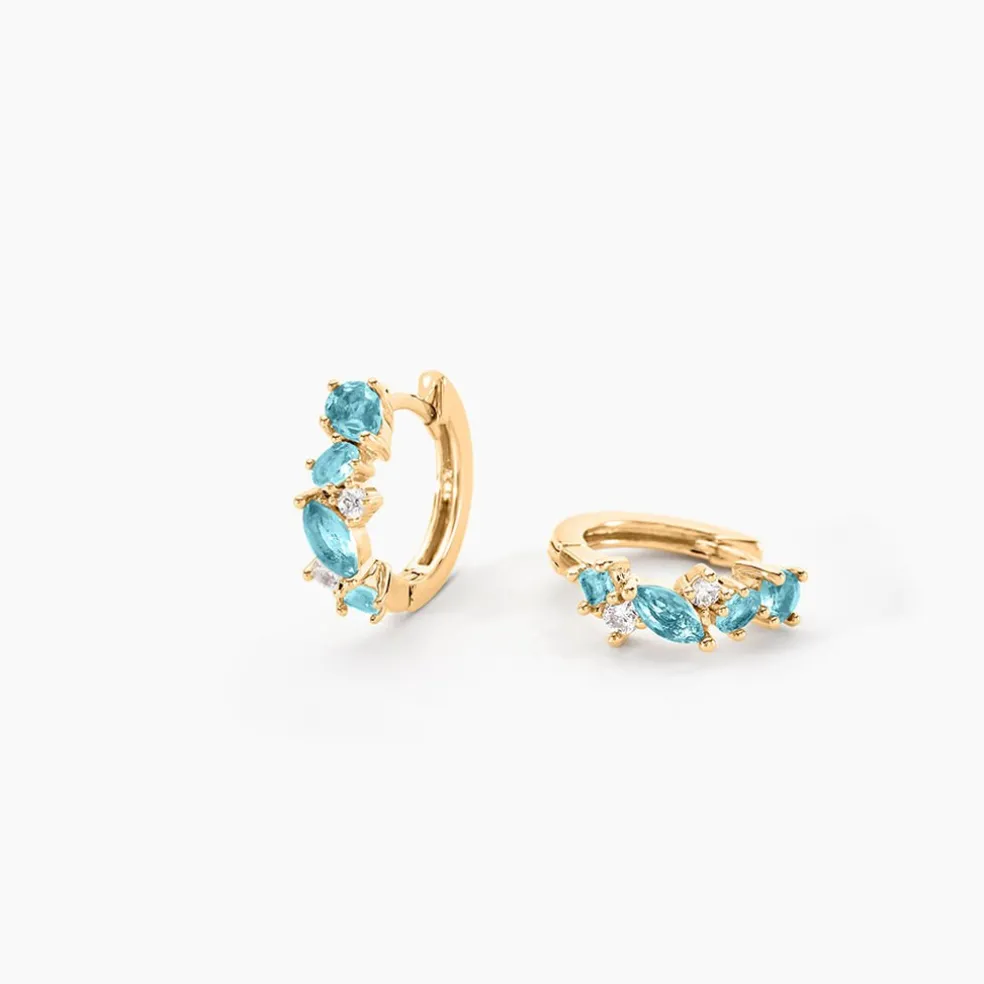 Créoles More Plaqué Or Jaune Pierre Artificielle