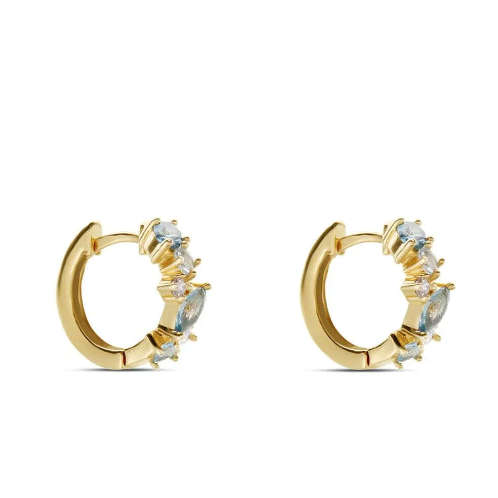 Créoles More Plaqué Or Jaune Pierre Artificielle