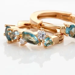 Créoles More Plaqué Or Jaune Pierre Artificielle